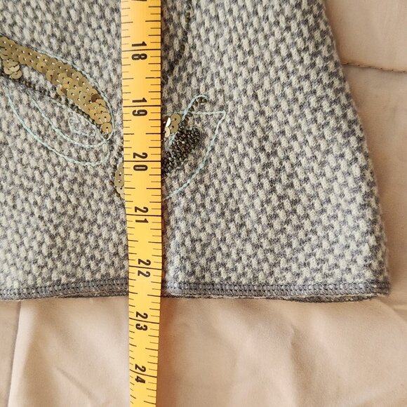 Sigrid Olsen grey wool sequin floral embroidered cardigan sweater shacket jacket - Picture 10 of 11